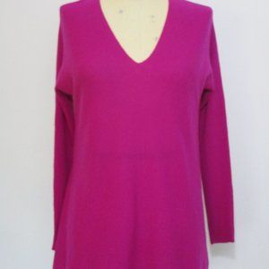 CASHMERE Dolman Pullover Sweater Double V Neck Magenta Pink Cuddly